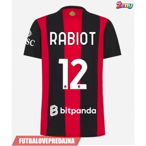 Lacne Ženy Futbalové dres AC Milan Adrien Rabiot #12 2026-27 Krátky Rukáv - Domáci